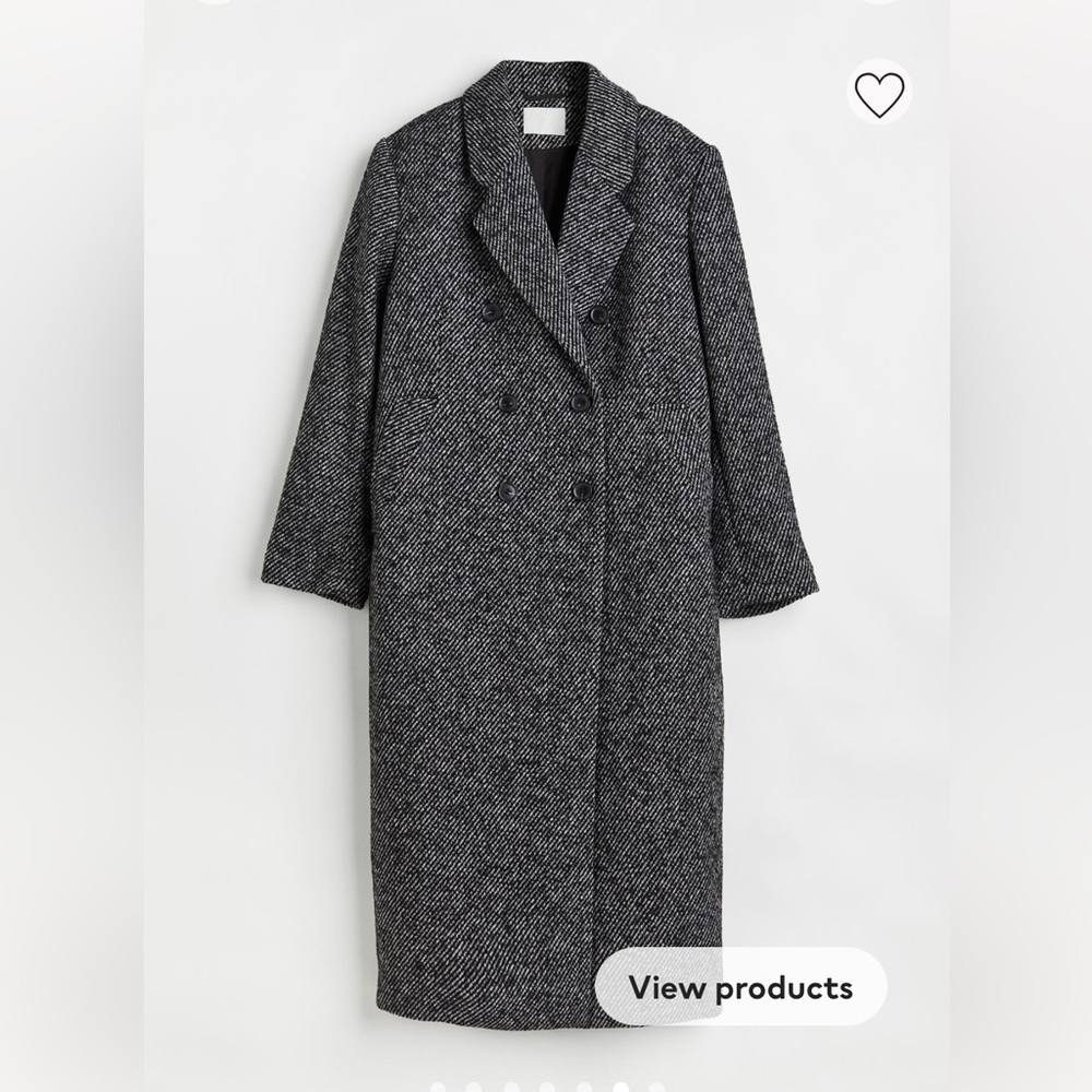 Double-breasted wool-blend coat hm relaxed fit